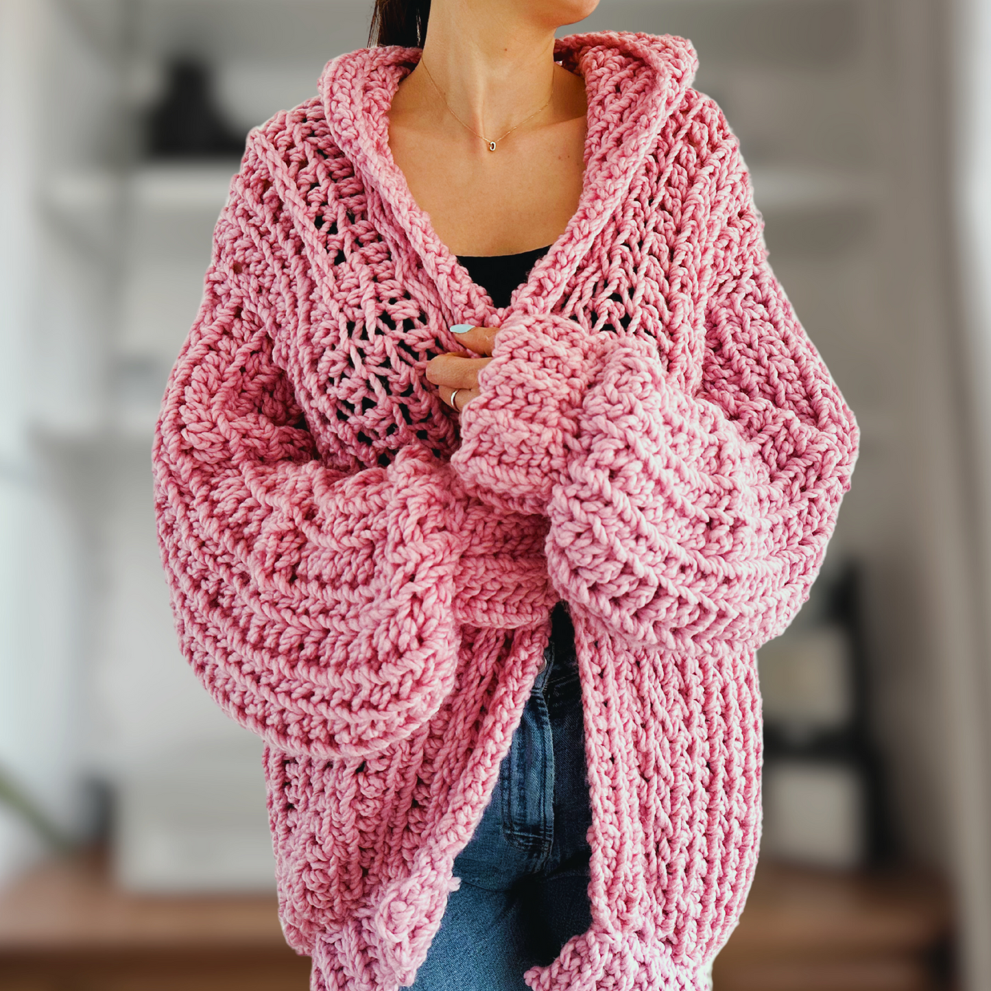 Ariana Grande-Inspired Oversized Hooded Cardigan Crochet Pattern