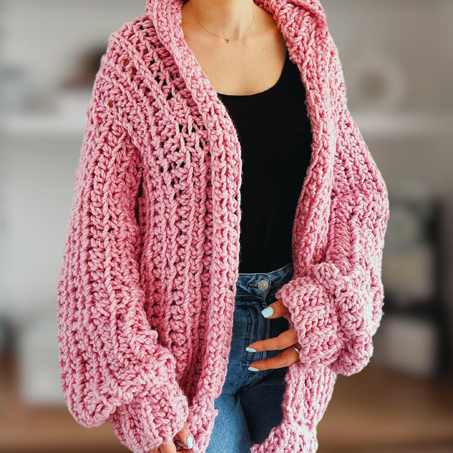 Ariana Grande-Inspired Oversized Hooded Cardigan Crochet Pattern