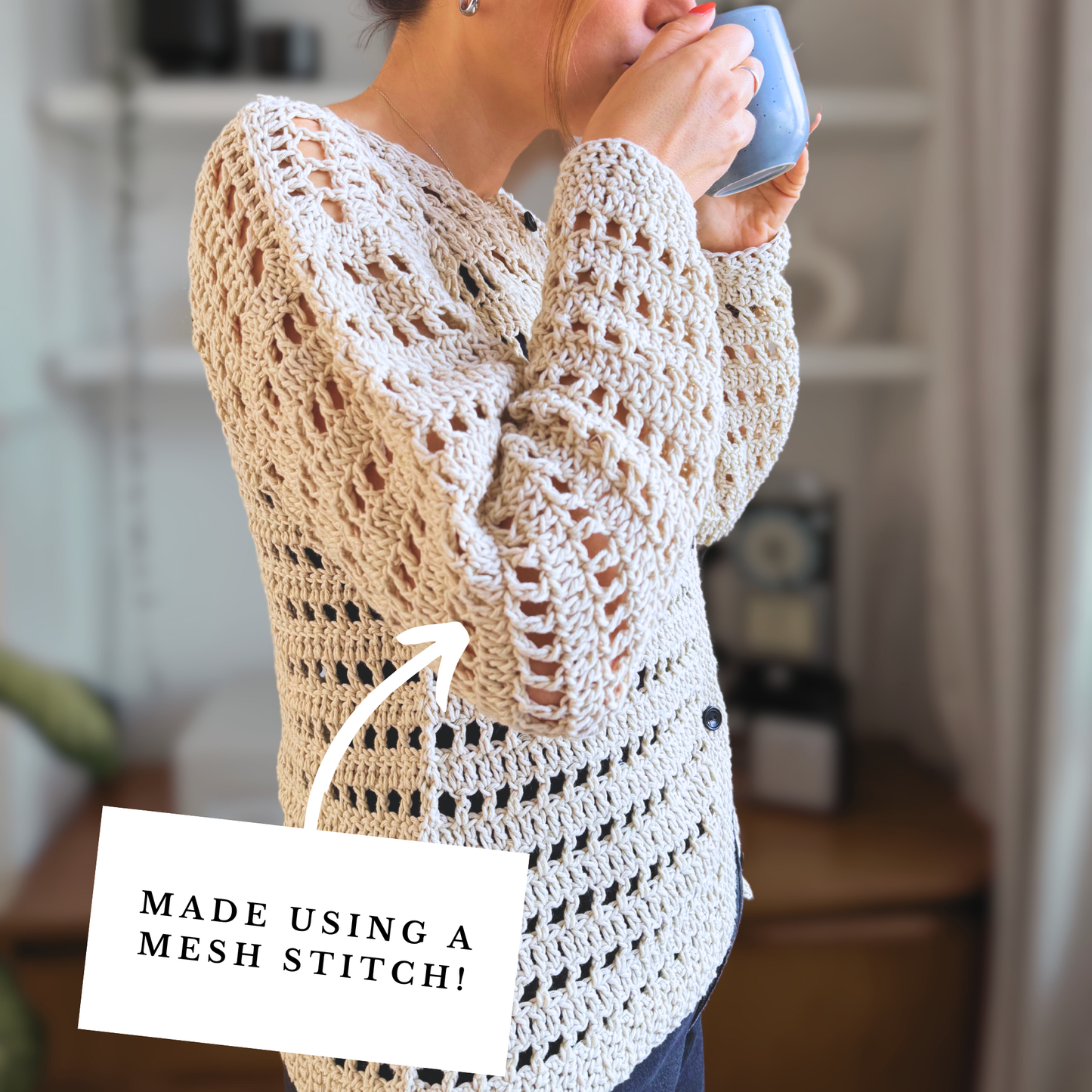 Cotton Mesh Cardigan - Digital Crochet Pattern