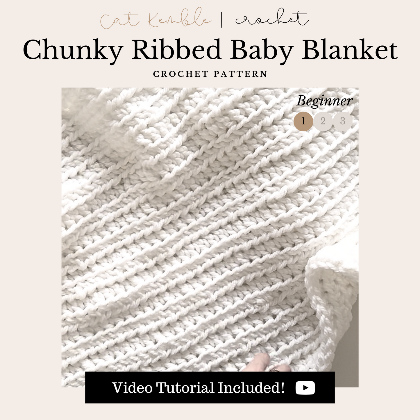 Chunky Ribbed Baby Blanket - Digital Crochet Pattern