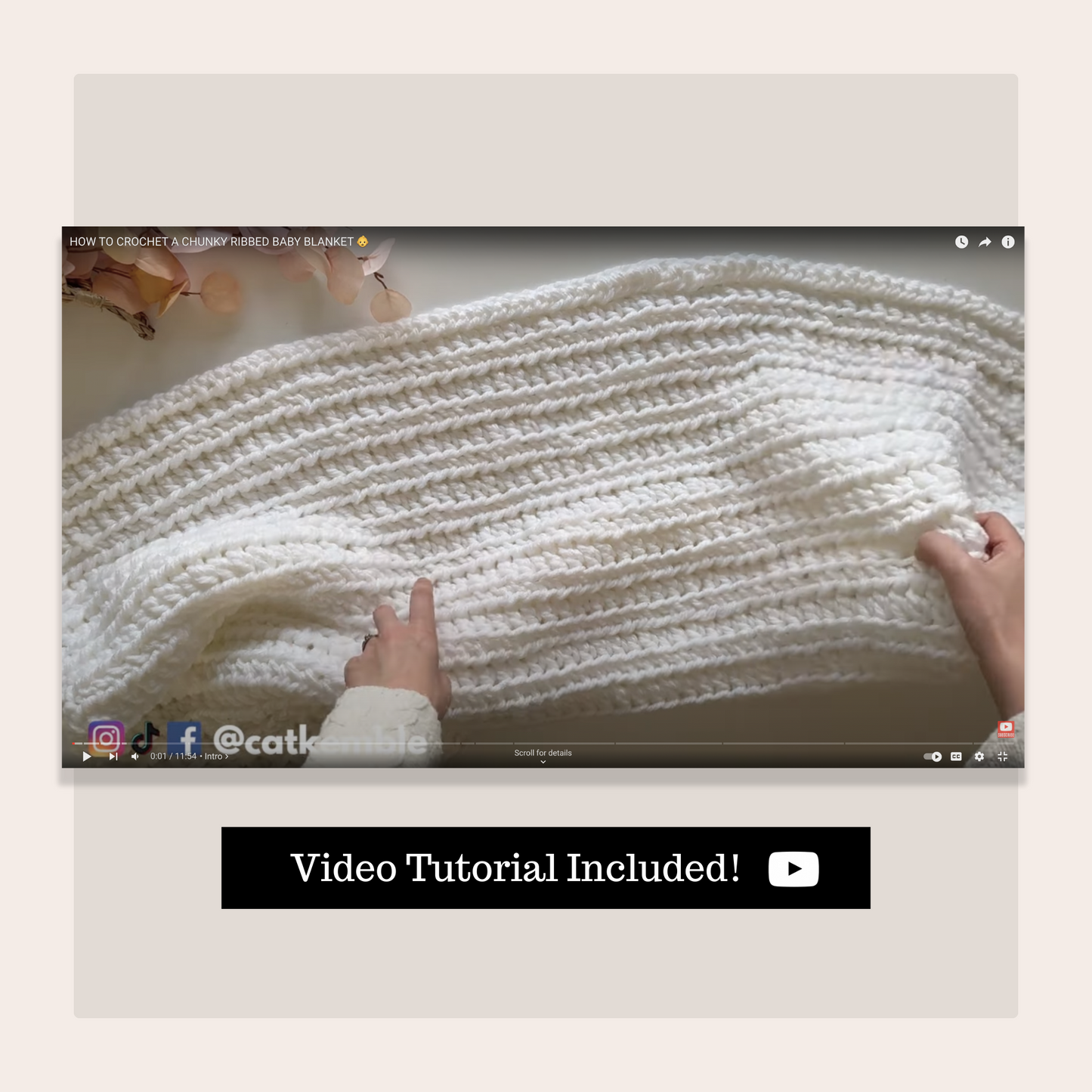 Chunky Ribbed Baby Blanket - Digital Crochet Pattern