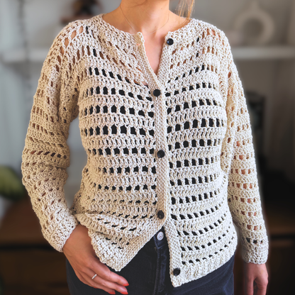 Cotton Mesh Cardigan - Digital Crochet Pattern