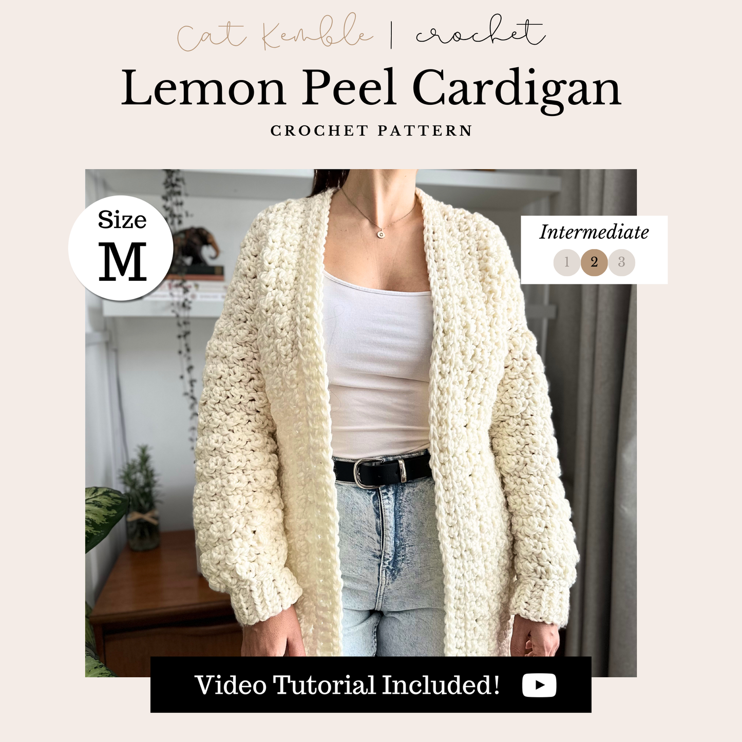 cover image of lemon peel cardigan crochet pattern