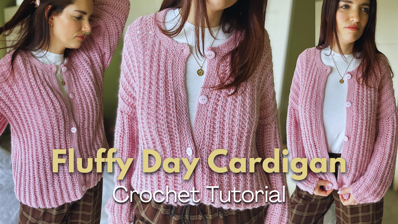 Load video: Crochet Alpaca Boulce Yarn Sweater Tutorial