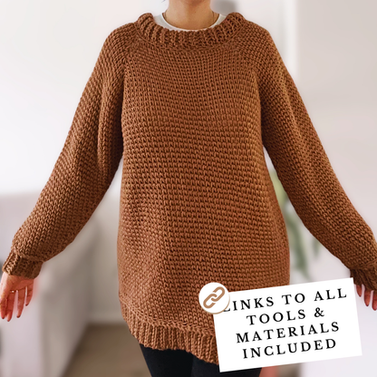Chunky Raglan Sweater - Digital Crochet Pattern