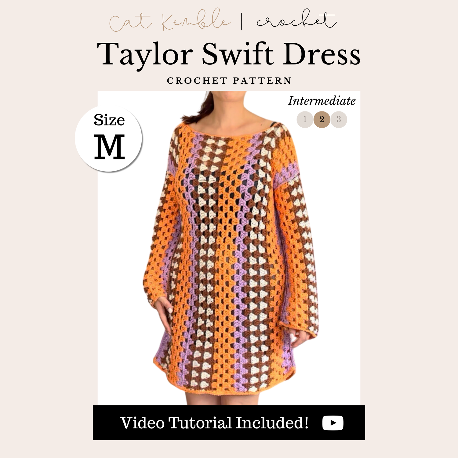 Taylor Swift Crochet Dress Pattern, Multicoloured striped crochet dress