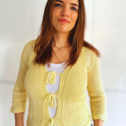 Tie Front Cardigan - PDF Knitting Machine Pattern