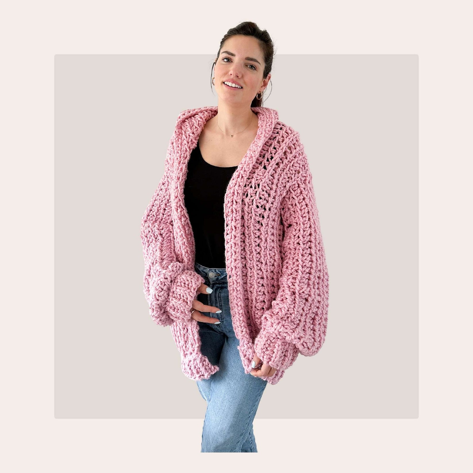 Ariana Grande Hooded Cardigan | Digital Pattern – Cat Kemble